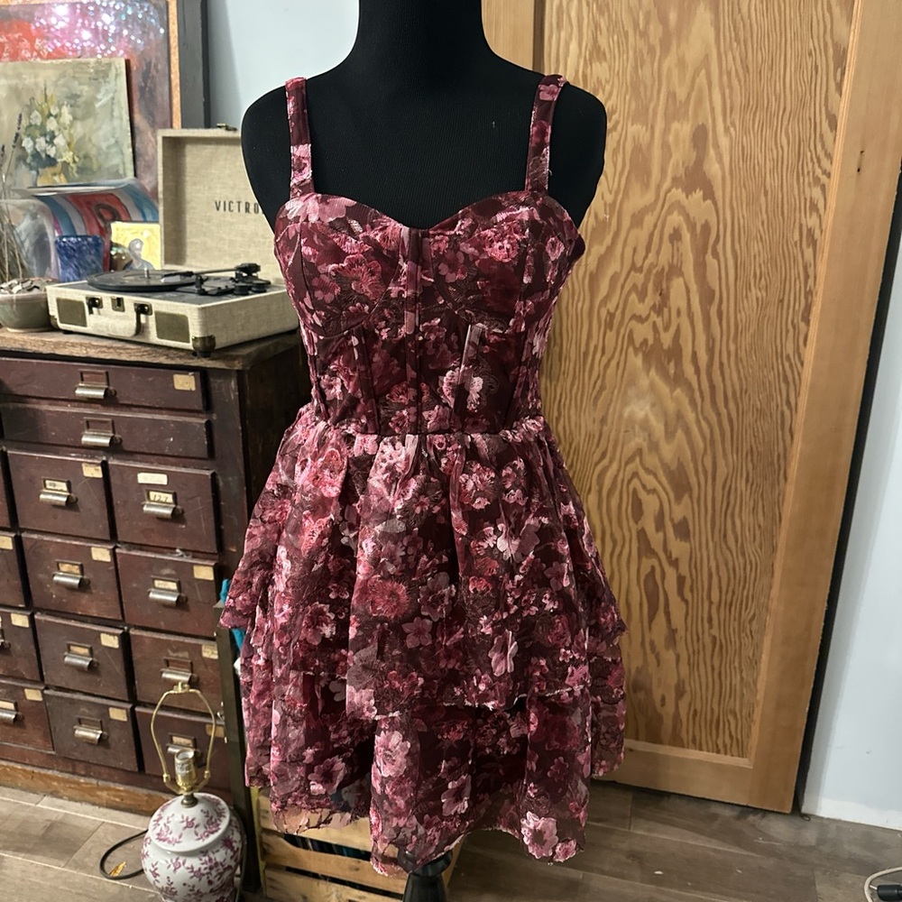 Altar'd State Floral Mini Dress - Pink and Red